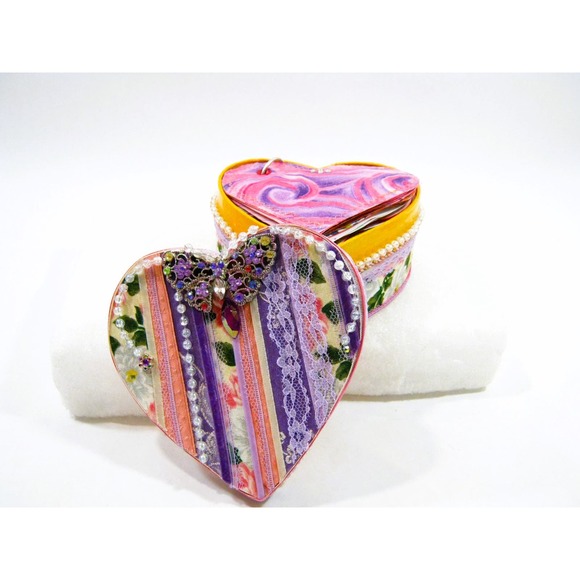 Handcrafted Keepsake Jewelry Trinket Mementos Storage Box Journal + Potpourri - Picture 5 of 9